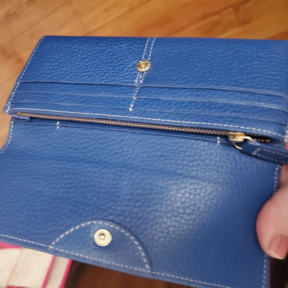 J.Mc.Laughlin Blue Leather Flap Wallet Mens